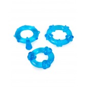 Набор из 3 синих эрекционных колец с различным рельефом - Erowoman-Eroman - в Оренбурге купить с доставкой