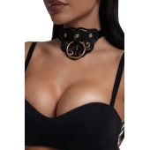 Черный чокер с клепками и золотистой фурнитурой - Crazy Handmade - купить с доставкой в Оренбурге