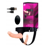 Женский страпон с 2 насадками, вибрацией и пультом ДУ - Erowoman-Eroman - купить с доставкой в Оренбурге