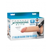 Телесный пустотелый фаллопротез 5’’ Hollow Silicone Strap-On - 14 см. - Pipedream - купить с доставкой в Оренбурге