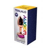 Золотистая анальная втулка Wooomy Tralalo M с розовым кристаллом - 8 см. - Adrien Lastic