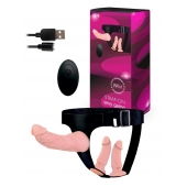 Женский страпон с 3 насадками и вибрацией - Erowoman-Eroman - купить с доставкой в Оренбурге