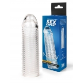 Прозрачная закрытая насадка на пенис с ребрышками - 16 см. - Sex Expert - в Оренбурге купить с доставкой