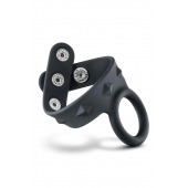 Черное эрекционное кольцо с подхватом мошонки на кнопках VS6 - Blush Novelties - в Оренбурге купить с доставкой