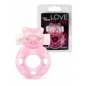 Розовое эрекционное виброкольцо в форме мишки - 1137 - в Оренбурге купить с доставкой