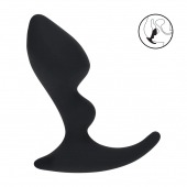 Черная анальная пробка для массажа простаты Double Ripple Silicone Prostate Massager - Shots Media BV - в Оренбурге купить с доставкой