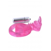 Розовая вибронасадка со стимулятор клитора   Язычок - Toyfa Basic - в Оренбурге купить с доставкой