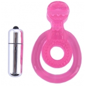 Розовая вибронасадка со стимулятор клитора   Язычок - Toyfa Basic - в Оренбурге купить с доставкой
