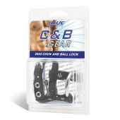 Утяжка на пенис на замочке Duo Cock And Ball Lock - BlueLine - купить с доставкой в Оренбурге