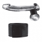 Чёрная утяжка на мошонку 1  Velcro Ball Stretcher - BlueLine - купить с доставкой в Оренбурге