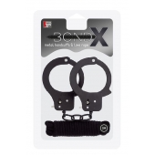 Чёрные наручники из листового металла в комплекте с веревкой BONDX METAL CUFFS LOVE ROPE SET - Dream Toys - купить с доставкой в Оренбурге