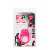 Розовое эрекционное кольцо с щеточкой LIT-UP SILICONE STIMU RING 5 - Dream Toys - в Оренбурге купить с доставкой