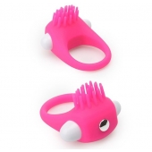 Розовое эрекционное кольцо с щеточкой LIT-UP SILICONE STIMU RING 5 - Dream Toys - в Оренбурге купить с доставкой