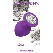 Большая фиолетовая анальная пробка Emotions Cutie Large с прозрачным кристаллом - 10 см. - Lola Games - купить с доставкой в Оренбурге