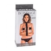 Ошейник с длинной лентой и наручниками Strap Bondage Kit Plus Size - Lola Games - купить с доставкой в Оренбурге