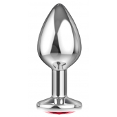Большая серебристая анальная пробка Diamond Red Sparkle Large с красным кристаллом - 8 см. - Lola Games - купить с доставкой в Оренбурге