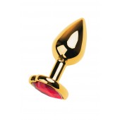 Золотистая анальная пробка с кристаллом-сердцем - 7,5 см. - ToyFa - купить с доставкой в Оренбурге