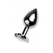 Серебристая анальная пробка с прозрачным кристаллом-сердцем - 8 см. - ToyFa - купить с доставкой в Оренбурге