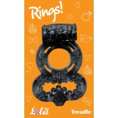 Чёрное эрекционное кольцо Rings Treadle с подхватом - Lola Games - в Оренбурге купить с доставкой