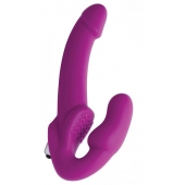 Ярко-розовый безремневой вибрострапон Evoke Vibrating Strapless Silicone Strap-on Dildo - XR Brands - купить с доставкой в Оренбурге