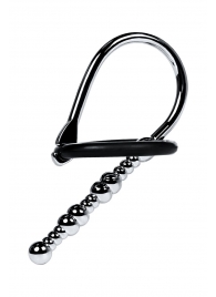 Серебристый уретральный плаг-бусины TOYFA Metal с мягким фиксириющим кольцом - ToyFa - купить с доставкой в Оренбурге