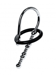 Серебристый уретральный плаг-бусины TOYFA Metal с мягким фиксириющим кольцом - ToyFa - купить с доставкой в Оренбурге