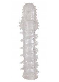 Прозрачная, закрытая насадка с шипами и точками - 13,5 см. - Toyfa Basic - в Оренбурге купить с доставкой
