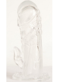 Прозрачная гелевая насадка с клиторальным отростком - 13 см. - Toyfa Basic - в Оренбурге купить с доставкой