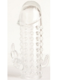 Гелевая прозрачная насадка с 2 отростками - 13 см. - Toyfa Basic - в Оренбурге купить с доставкой