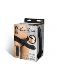 Чёрный полый страпон с вибрацией Unisex Vibrating Hollow Strap-On - 14 см. - Lux Fetish - купить с доставкой в Оренбурге