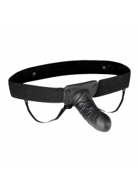 Чёрный полый страпон с вибрацией Unisex Vibrating Hollow Strap-On - 14 см. - Lux Fetish - купить с доставкой в Оренбурге