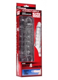 Прозразная закрытая насадка на пенис с поддержкой мошонки Clearly Ample Penis Enhancer - 22 см. - XR Brands - в Оренбурге купить с доставкой