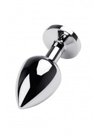 Серебристая коническая анальная пробка с красным кристаллом - 8 см. - ToyFa - купить с доставкой в Оренбурге