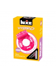 Розовое эрекционное виброкольцо Luxe VIBRO  Ужас Альпиниста  + презерватив - Luxe - в Оренбурге купить с доставкой