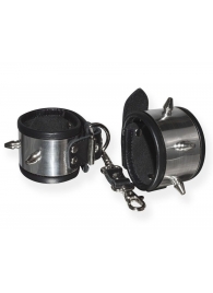 Серебристо-черные наручники с шипами и металлическим блеском - Sitabella - купить с доставкой в Оренбурге