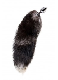 Серебристая металлическая анальная втулка с хвостом чернобурой лисы - размер S - ToyFa - купить с доставкой в Оренбурге