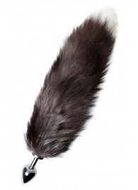 Серебристая металлическая анальная втулка с хвостом чернобурой лисы - размер S - ToyFa - купить с доставкой в Оренбурге