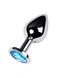 Серебристая конусовидная анальная пробка с голубым кристаллом - 8 см. - ToyFa - купить с доставкой в Оренбурге