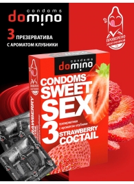 Презервативы для орального секса DOMINO Sweet Sex с ароматом клубничного коктейля  - 3 шт. - Domino - купить с доставкой в Оренбурге