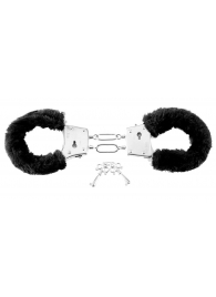 Меховые чёрные наручники Beginner s Furry Cuffs - Pipedream - купить с доставкой в Оренбурге