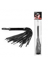 Черная гладкая плеть-флоггер с ручкой - 40 см. - Notabu - купить с доставкой в Оренбурге