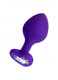 Фиолетовая анальная втулка Diamond Heart с прозрачным кристаллом - 8 см. - ToyFa - купить с доставкой в Оренбурге