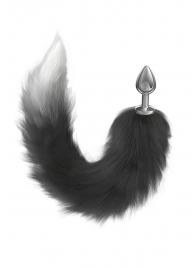 Серебристая анальная пробка с черным хвостом Galaxy - Lola Games - купить с доставкой в Оренбурге