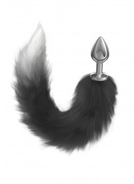 Серебристая анальная пробка с черным хвостом Starlit - Lola Games - купить с доставкой в Оренбурге