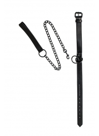 Черный ошейник Sin с поводком - Lola Games - купить с доставкой в Оренбурге