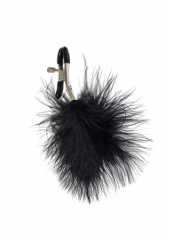 Зажимы на соски с черным пухом Euphoric - Lola Games - купить с доставкой в Оренбурге