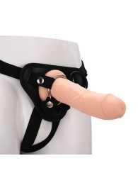 Черные трусики с телесной насадкой STRAP ON REAL DILDO - 21 см. - Dream Toys - купить с доставкой в Оренбурге