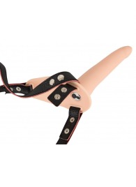 Телесный поясной страпон с вибрацией Vibrating Strap-On - 15,7 см. - Orion - купить с доставкой в Оренбурге