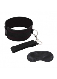 Черный ошейник с длинным поводком Collar and Leash Set - Lux Fetish - купить с доставкой в Оренбурге