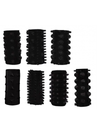Набор из 7 черных насадок PENIS SLEEVES SET - Dream Toys - в Оренбурге купить с доставкой